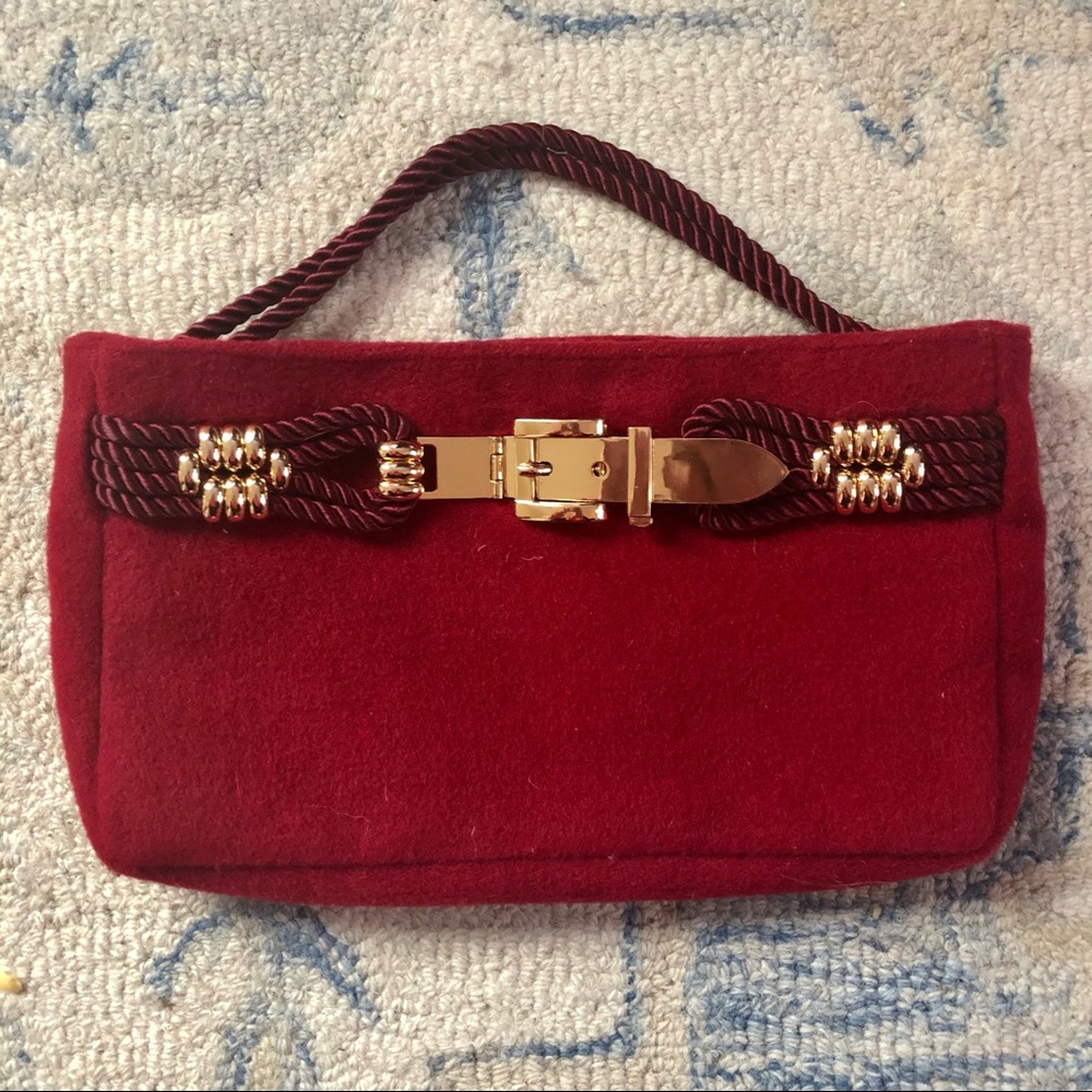 Red Handbag/Clutch with Gold Hardware